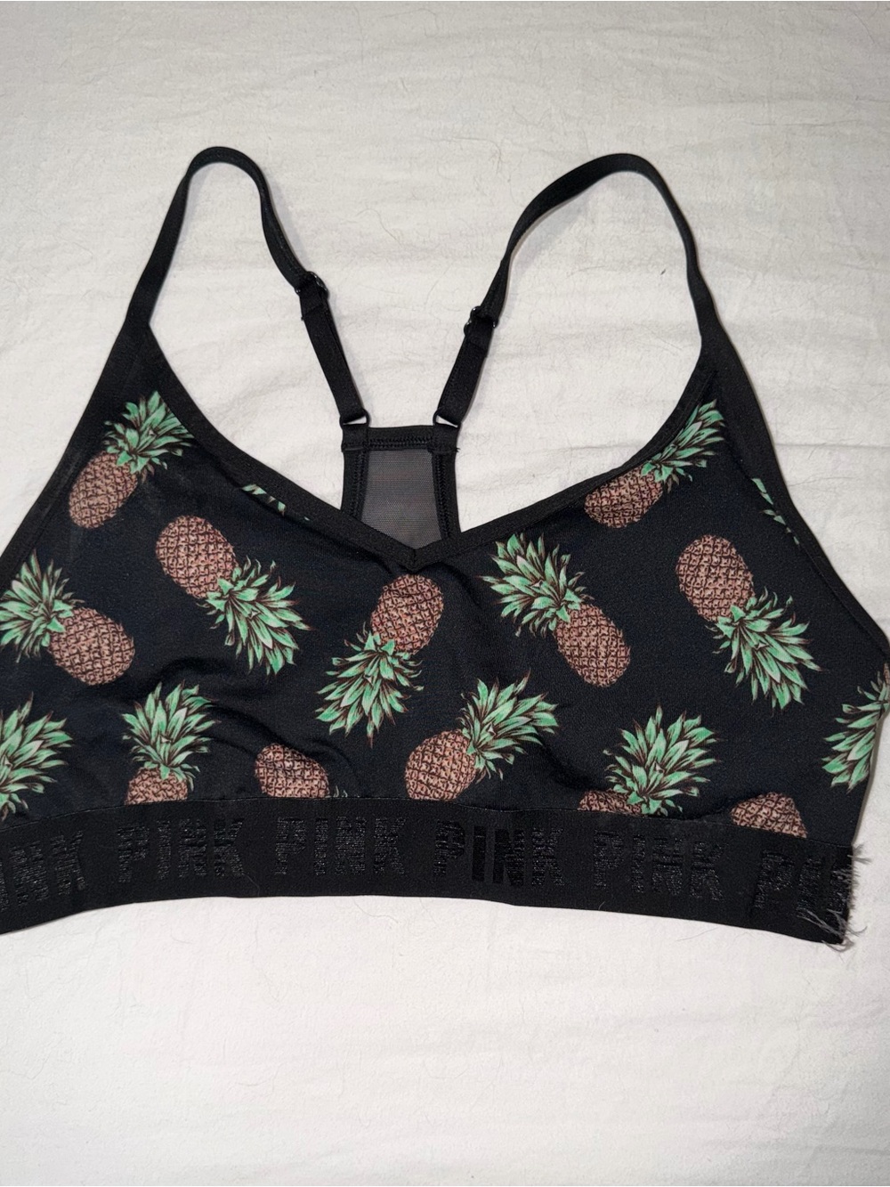 PINK Victoria's Secret Black Pineapple Print Bralette